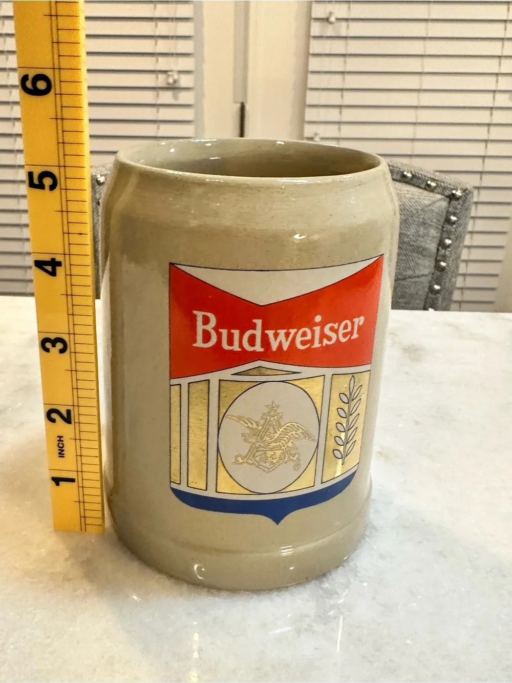 Vintage Budweiser Glazed Stoneware Beer Stein, 20oz